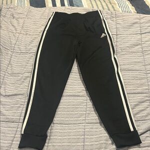 adidas Black Kids Joggers with White Side Stripes